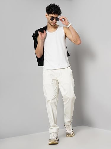 Image of Celio Men Beige Solid Regular Fit Cotton Trendy Cargo Casual Trousers