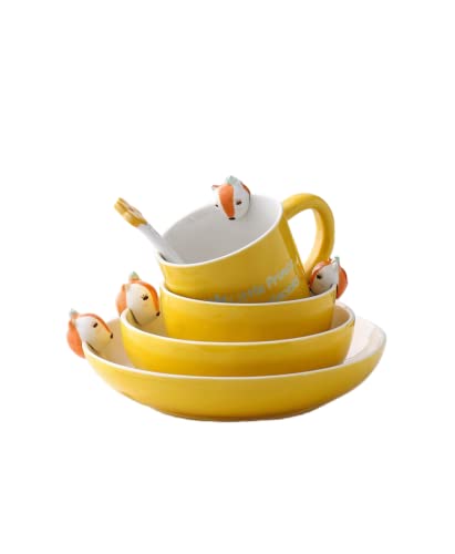 食器セット 皿 お皿セット 食器セット 一人暮らし 食器セット おしゃれ 食器 かわいい 一人暮らし 食器セット お皿セット 一人暮らし 餐具 一人用のかわいいキツネ食器セット、新鮮でパーソナライズされた子供用ギフト、ボウル、プレート、カップ、スプーン (