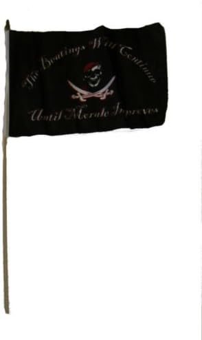 12''x18'' Wholesale Lot 12 Jolly Roger Pirate Beatings Continue Stick Flag - Party Decorations Supplies For Parades - Prime Outside, Garden, Men Cave Decor Flag