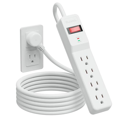 PLUGTUL Protector eléctrico con 4 tomas, cable de 6 pies, 980 Joules, con USB, color blanco miniatura 1