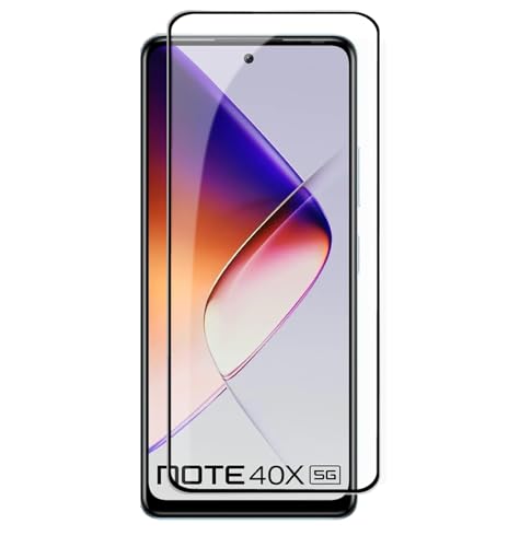 Image of DD SON Tempered Glass Screen Protector Compatible for Infinix Note 40X 5G (6.78 Inch, Pack of 1) HD Glass with Edge to Edge Coverage and Easy Installation kit,Black