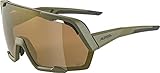 100% UV-A, -B, -C-Schutz ALPINA ROCKET BOLD Q-LITE - Verspiegelte, Kontrastverstärkende & Beschlagfreie Sport- & Fahrradbrille Mit 100% UV-Schutz Für Erwachsene, olive matt, One Size