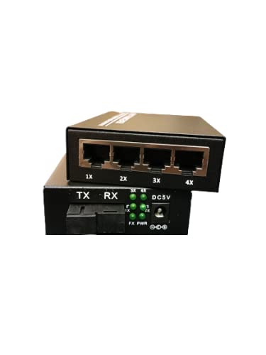Hanutech Media Converter 10/100 Mbps | 4 Fast Ethernet Ports To Fiber Optic Media Converter 10/100 Mbps | 4 RJ 45 Port to 100Base-FX Single-Mode Fiber SMSF up to 20 Kms - 1 Pair (B09N3L9T8C) Amazon Price History, Amazon Price Tracker