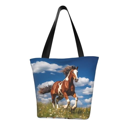 Sac à bandoulière simple femme Running Horses noir pour voyage et shopping