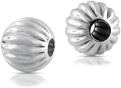 Sterling Silver 3mm Corrugated Round Beads 1mm Hole Size - 50pcs Bright and Shiny (2027)/1