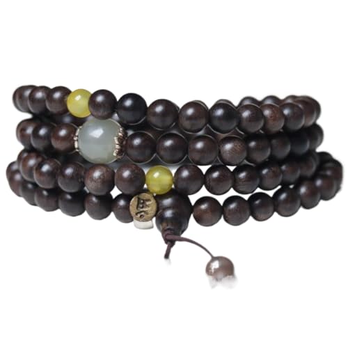 Bois d'agar de Brunei pleine huile, collier 108 perles de 8mm pour méditation