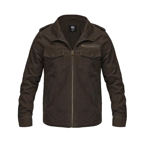 Image of Mens Casual Washed Cotton Military Jacket Warm Canvas Windbreaker