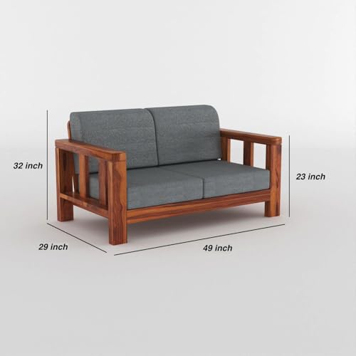 Image of Sheesham Solid Wood Six Seater Sofa Set for Living Room(6 Seater) (Provencial Teak 1)