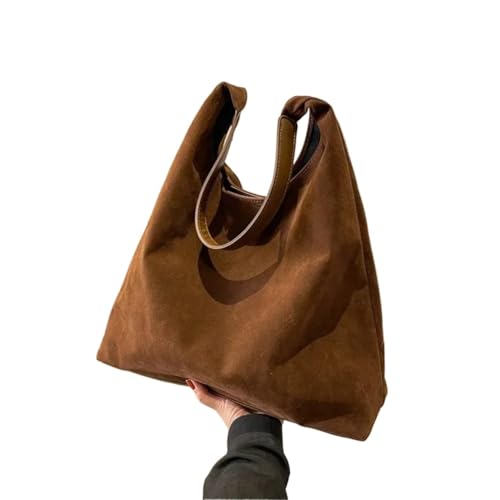 Vintage Women's Suede Shoulder Bag – Large Capacity Casual Commuter Tote, Solid Color2