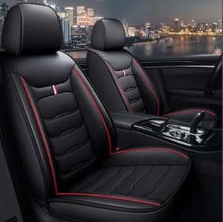 Coprisedili Auto per VW T-ROC R-Line 2019-2023 2024 2025 2026, Pelle Set Completo Impermeabile Auto Accessori Interno, Anteriori Posteriori Standard 5 posti, Black-Red