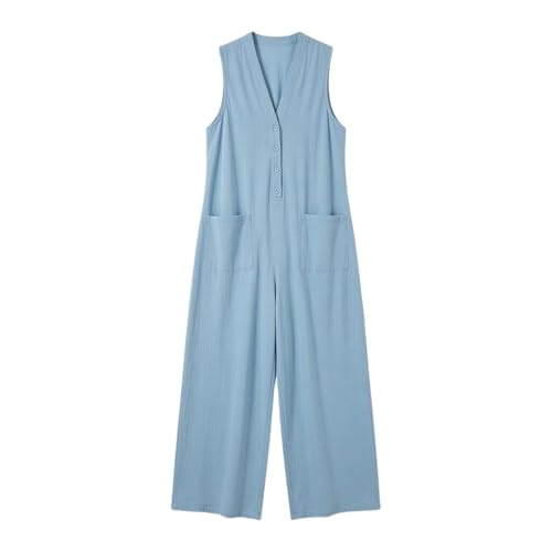 Combinaison-short en lin sans manches coupe ample et décontractée pour femme