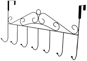 SSAWcasa Over The Door Hook,2 Pack Over The Door Hangers with 7 Hooks,Metal Hanging Rack Organizer,Door Hanger Hook,Over Door Hook Rack for Clothes Coat Purses Towel Scarf Belt Hat Closet Bathroom (2 Black)