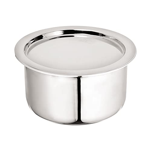 SignoraWare Artista 2.8 Ltr Triply Induction Tope, Shallow Bartan for cooking /Boiling, Cookware Patila with Lid, Stainless Steel Pot, Compatible-Gas Electric Halogen Induction (18 Cm/2800ml, Silver)