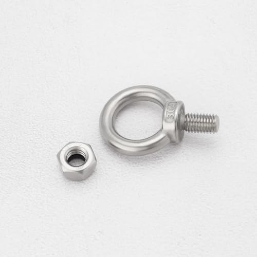 Image of OTOTEC 4 Sets M10 Lifting Eye Bolts with M10 Lock Nuts 304 Stainless Steel Eye Bolt for Mechanical Equipment Electric Power Marine Transportation