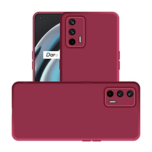 Image of Case Creation Liquid TPU Silicone Cover for Realme GT Neo 2T Soft Case,Anti-Dirty Slim Case Frosted Matte Candy TPU Raised Bezel (Splash of Color) Back Case Cover for Realme GT Neo 2T - Glamour Red