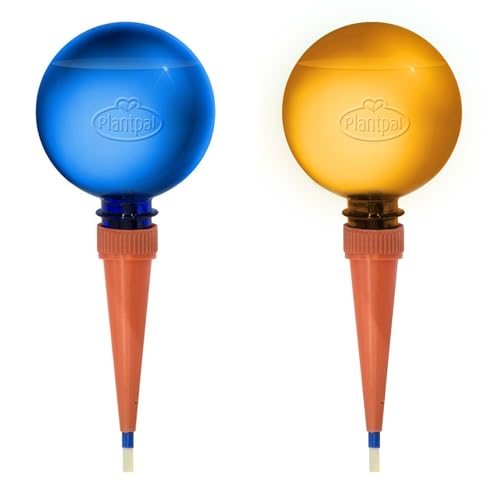 PLANTPAL Plant Watering Globes – Automatic Self Watering System for Plants Indoor & Outdoor, Plant Watering Devices, 2-Pack Blue & Orange – Intelligent Moisture Sensor, Effortless Hydration