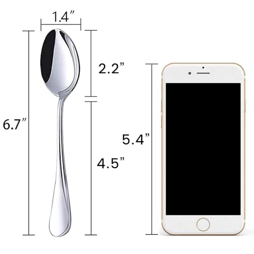 Image of HANSGO Stainless Steel Teaspoons, 6 PCS Dinner Spoons Silverware, 6.7 Inch