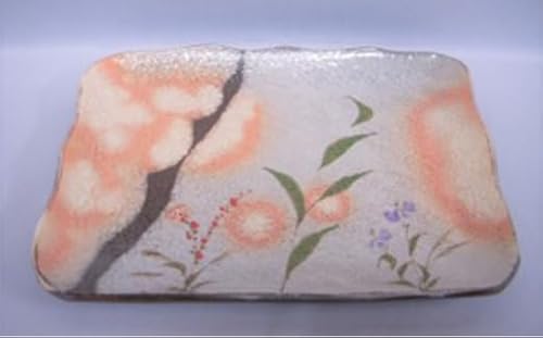 萩焼 草花文板皿 |HG000093