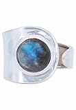💜 Design intemporel : 💜 Cette bague réglable impressionne par son design moderne et minimaliste avec une petite labradorite ronde comme accroche-regard.