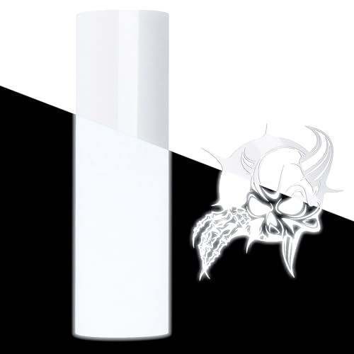 VINYL FROG Reflective White Heat Transfer Vinyl Roll - 12''x8ft Change Color Under The Flashlight HTV Vinyl/Easy to Cut & Weed, DIY Heat Press Designs for T-Shirts
