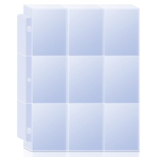 540-Pocket Trading Card Binder Sleeves, Side-Loading 9 Pocket Card Protector Sleeves Pages for 3-Ring Binders, Card Holder Card Sleeves for Baseball, Sports MTG, TCG, Standard Cards