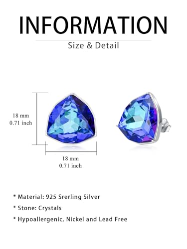 TOUPOP Birthstone Earrings for Women 925 Sterling Silver Simple Dainty Crystal Stud Earrings Jewelry Christmas Valentine Mothers Day Birthday Gifts for Women Her Girlfriend4