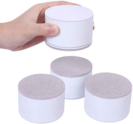 AIRUJIA 5cm Lift Furniture Risers, Carbon Steel Bed Risers, Diameter 8cm Self-Adhesive Heavy Duty Furniture Raisers, Adds 5cm Height to Beds Sofas Cabinets Supports 20,000 lbs, Square White 4 pack