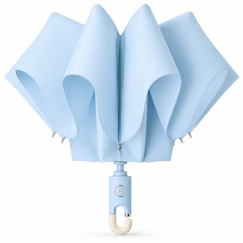 Image of Zemic UV Reversible Umbrella with Novelty Carabiner Handle, Travel-Friendly Umbrellas for Sun & Rain Protection, Windproof Compact, Automatic Open /Close, 8 Dual Ribs, Portable Umbrella for Men and Women