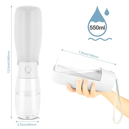 JOPHEK 300ml Tragbare Haustier Trinkflasche, 180°Faltbare Hund Katze Haustiere Auslaufsicher Wasserflasche, Hunde Katzen Flasche mit Aktivkohlefilter für Täglich Spazieren Gehen Reisen Campen
