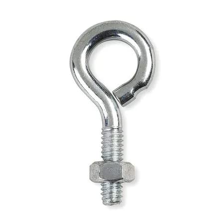 Eyebolt, 1/4-20, 1/2In, Turned Wire, PK10