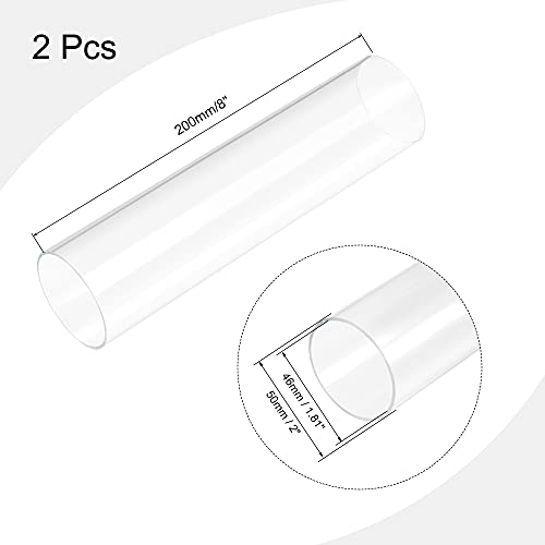 sourcing map PVC Transparent Rohr, Innendurchmesser 46mm Durchmesser 50mm LÄNGE 200mm Acryl Kunststoffrohr für Lampenbau, Stehlampen, Möbel 2Stk.
