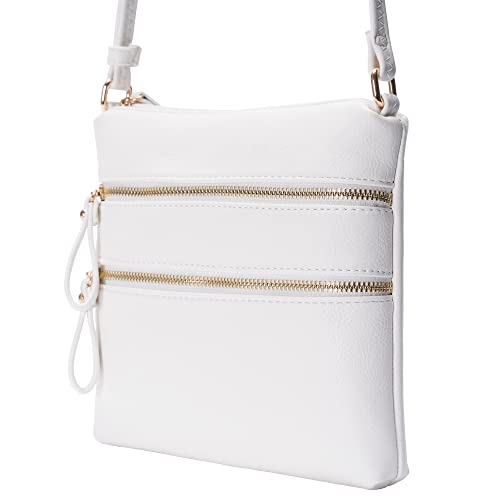 Image of Solene Small Multi Zipper Pocket Crossbody Bag with Adjustable Strap, Lightweight Travel Purse, Daily Small Messenger Pouch