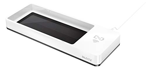 Leitz Stifteschale mit Qi-Induktionsladegerät, Zum kabellosen Laden von Smartphone, Weiß/Schwarz, Duo Colour, WOW, 53651095