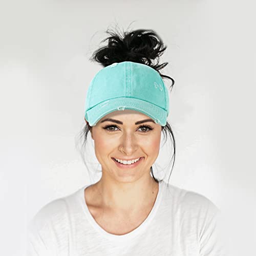Image of HH HOFNEN Ponytail Hat for Women Washed Distressed Baseball Cap Ponycaps