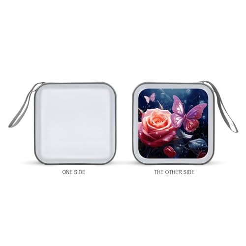 Étui de rangement CD/DVD 40 compartiments rose avec papillon style moderne