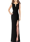 Vfshow Womens Black Front Zipper Formal Crisscross Fitted High Split Evening Gown Prom Party Maxi...