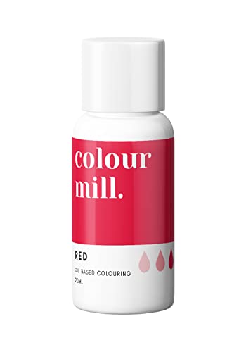 COLOUR MILL Colorante alimentario a base de aceite, 20 ml, colores todos los glaseados, chocolate, masa y más (rojo)