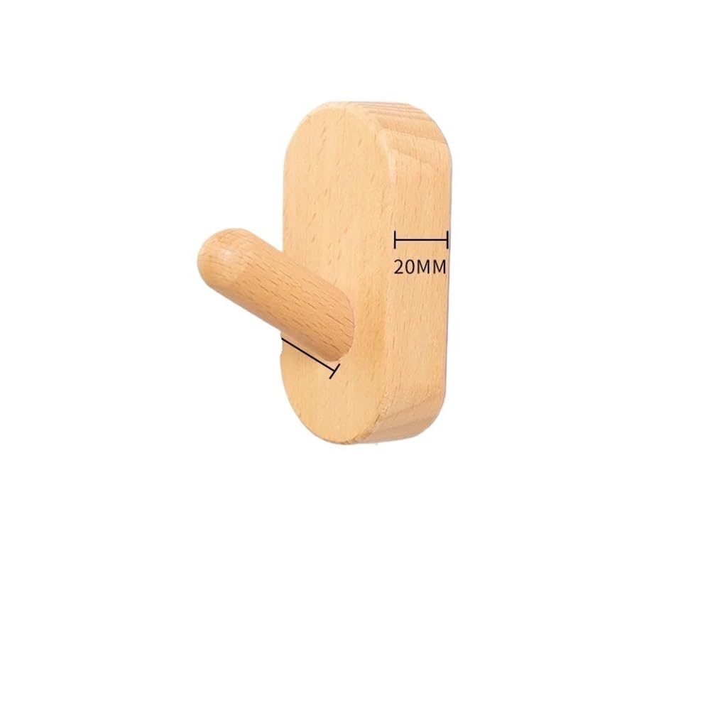 Sunrrafck A 1Pcs Self-Dhesive Solid Wooden Hook Walnut Key Decorative Towel Holder Door Hanger Wall Coat Rack Kitchen Bathroom Organizer(A)