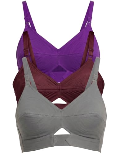 Image of Brida Kavya Xtra Soft Cotton Round Stitch Bra for Women | Full Coverage | Non-Padded | Wireless | Double Layer Support | Heavy Bust | Combo Pack | Colours May Vary