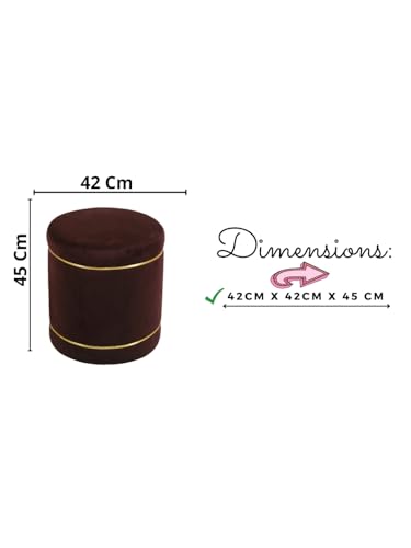 Image of Pouffes Sitting Stool for Living Room, Puffy Wooden Ottoman | Round Pouffe for Living Room & Bedroom | Pouf for Office & Home Decoration & Modern Seating Stool (Coffee)