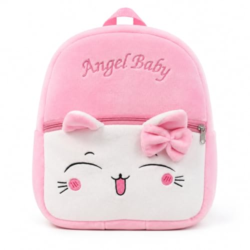 Image of Cartoon Plush Kids School Bag 2-6 Years | Soft Toy Backpack for Boys & Girls | Toddler Nursery Preschool Bag | Lightweight Adjustable Straps