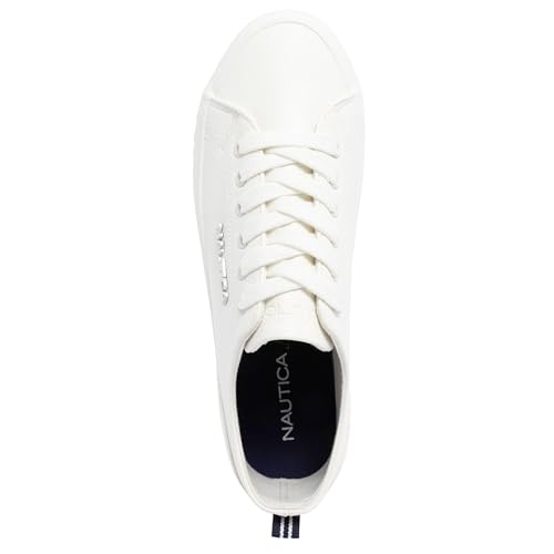 Image of Nautica Women's Fashion Sneaker, Classic Low-Top Lace-Up Casual Shoe with Metal Side Logo and Soft Cushioned Comfort for Everyday Wear
