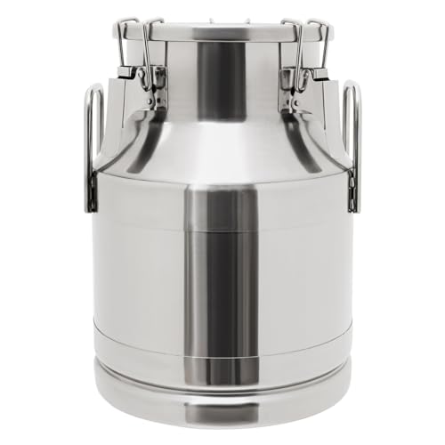 Stainless Steel Milk Bucket, 10L/2.64Gallon Large Metal Milk Jug with Sealed Lid, Rustic Stainless Steel Jug Milk Bucket Wine Pail Bucket for Milk and Wine Liquid Storage