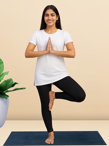 Image of 9shines Label Cotton Plus Size Long T-Shirt Tunic | Hip Covering Regular Top Nightwear| Sleepshirt Lounge wear for Women with Pocket (M-7XL)