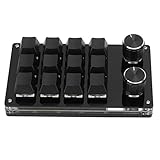 Zwinner Makro Tastatur programmierbar, RGB Einhand Gaming mit 12 Tasten, Multifunktionale mechanische Knopf für Office Lab, Tragbare USB Mini PC Tastatur, Plug and(Schwarz)
