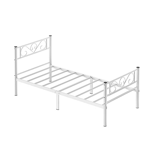 VASAGLE Marco de Cama Individual Marco de Cama de Metal, Apto para colchón de 90 x 190 cm, para...