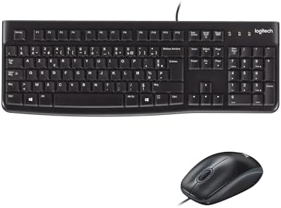 Logitech MK120 Combo Clavier et Souris Optique Filaire pour Windows, Taille Standard, Plug-and-Play USB, Compatible avec PC, Ordinateur Portable, Français AZERTY - Noir