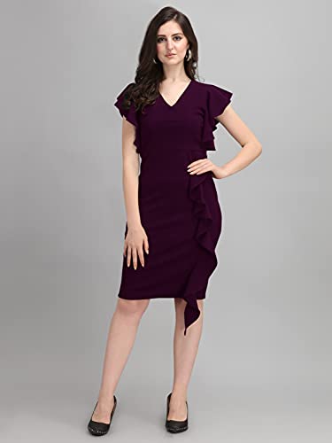 Image of Sheetal Associates Women's Short Sleeve V-Neck Bodycon Casual Mini Dress