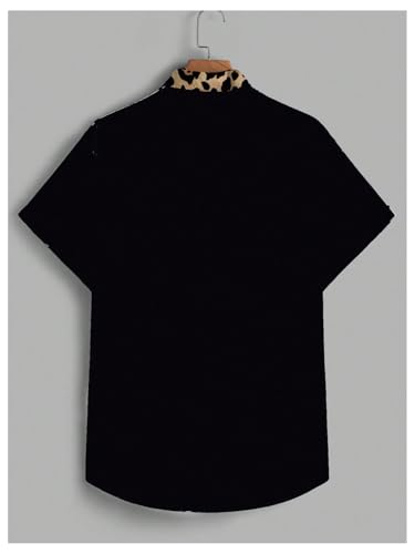 Men's Leopard Print Tops Button Down Short Sleeve Summer Cheetah Shirts Casual Trendy Top2