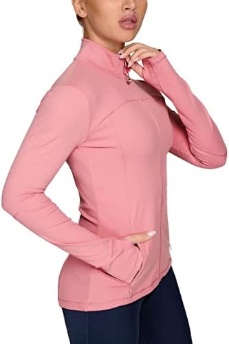 QUEENIEKE Women's Running Jacket Breathable Lightweight Sports Jacket Zipper Workout Jacket with Pocket for Yoga Fitness
